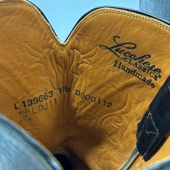 Lucchese Handmade Classic Crocodile Jones Black Embroidered Men 10.5 USA L 0311 - Picture 11 of 12